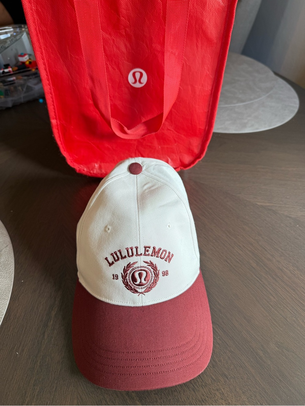 lululemon athletica so Two-Tone White and Burgundy Baseball Cap